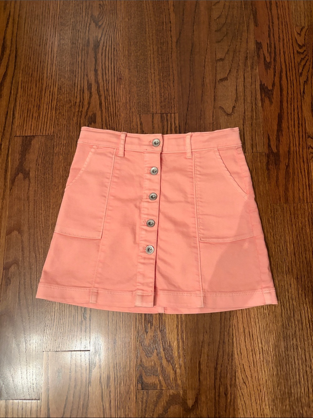Vineyard Vines Coral Pink Button-Front Mini Skirt girls size 8